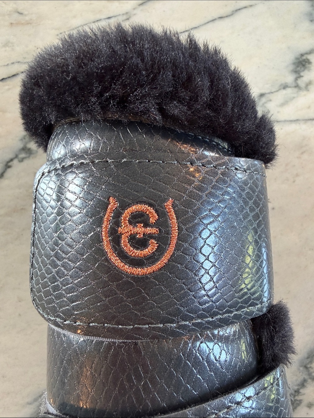 Equestrian Stockholm Fleece Lined Dark Grey Brushing Boots - Medium - Picture 5 of 12